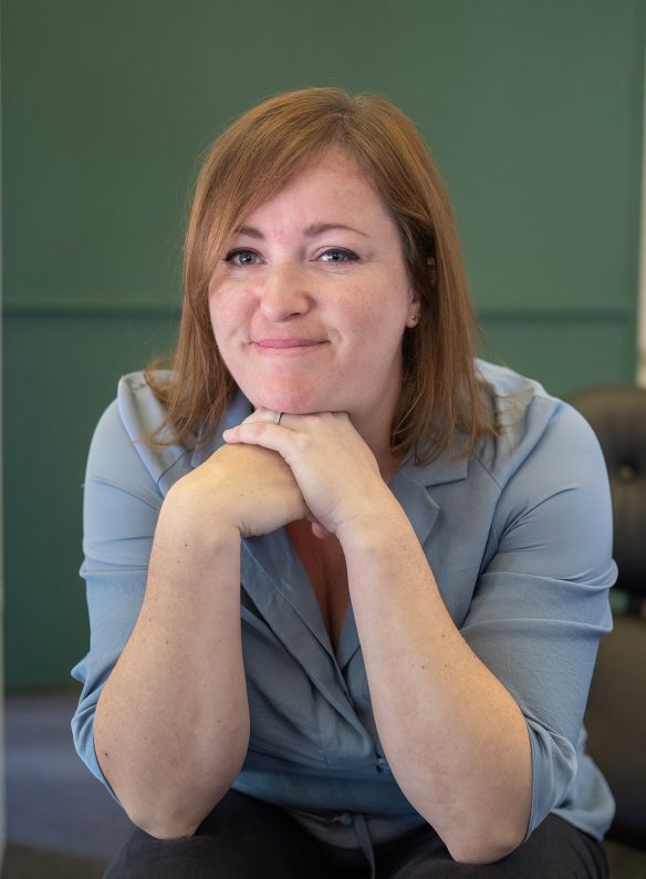 Rebecca Smith sitting on chair