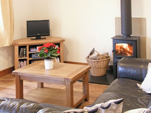 cosy living space with log burning lit